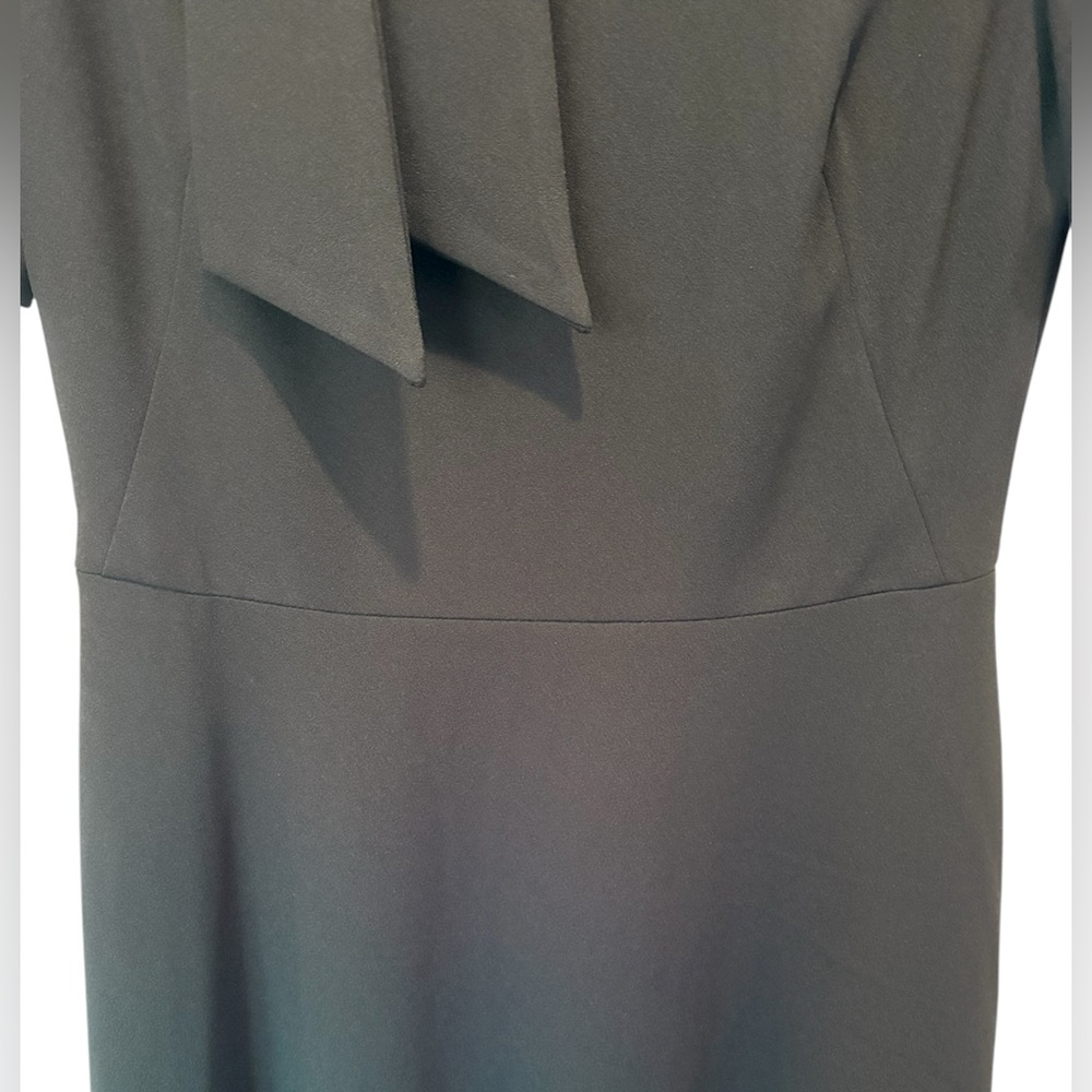 Maggy London Black Tie Neck A-Line Midi Career Dress Pockets Size 6 NWT - Picture 6 of 11